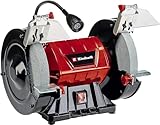 Einhell Doppelschleifer TC-BG 200 L (max. 400 W, Ø200xø32x25 mm Schleifscheibe, biegbares Licht, große + verstellbare Arbeitsauflagen, inkl. Grob-/Feinschleifscheibe K36/K60)