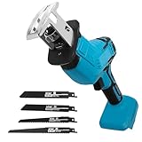 Akku Säbelsäge, Elektrische Reciprosäge kompatibel mit Makita 18V Akku, ideal für Sägearbeit mit Holz, Inklusive 4x Säbelsägeblatt, ohne Akku und Ladegerät