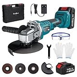 Taliyah Akku Winkelschleifer 125, 9000U/min Winkelschleifer Akku, 21V 4000mAh Bürstenloser Motor, 900W Spindle Lock Winkelschleifer(Inklusive Trennscheibe,Akku&Ladegerät)
