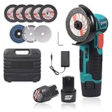 Mini Akku Winkelschleifer, 3 Zoll Professional Kabelloses Elektrisches Trennschleifer 12V, 19500 U/min mit 2 Stück 1500 mAh-Akku