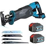 Akku-Säbelsäge mit 2 5,5Ah Akkus, kompatibel mit Makita 18V Akku BL1850b DJR186ZK, mit 4 Sägeblättern, 3500 U/min, säbelsägen mit variabler Geschwindigkeit zum Schneiden von Holz, Metall und PVC